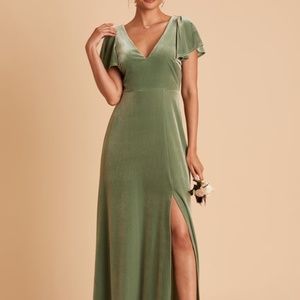 Velvet Dark Sage "Hannah" Dress from Birdy Grey